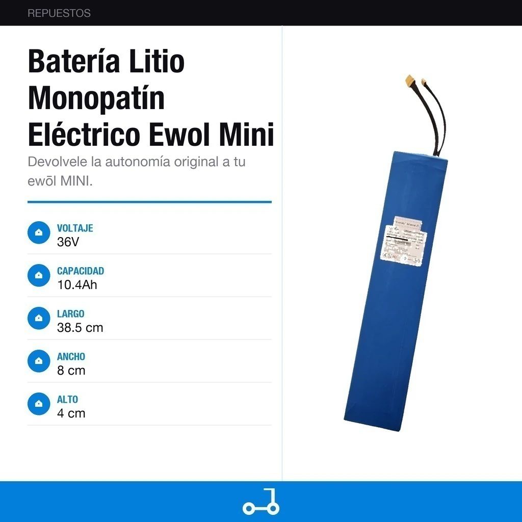 Batería Litio Monopatín Eléctrico Ewol Mini 36v 10.4ah
