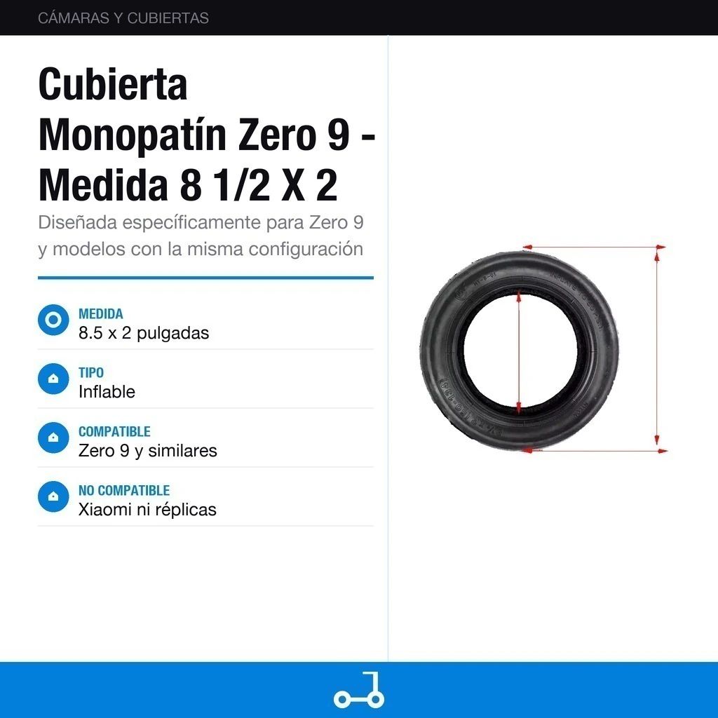 Cubierta Monopatín Zero 9 - Medida 8 1/2 X 2